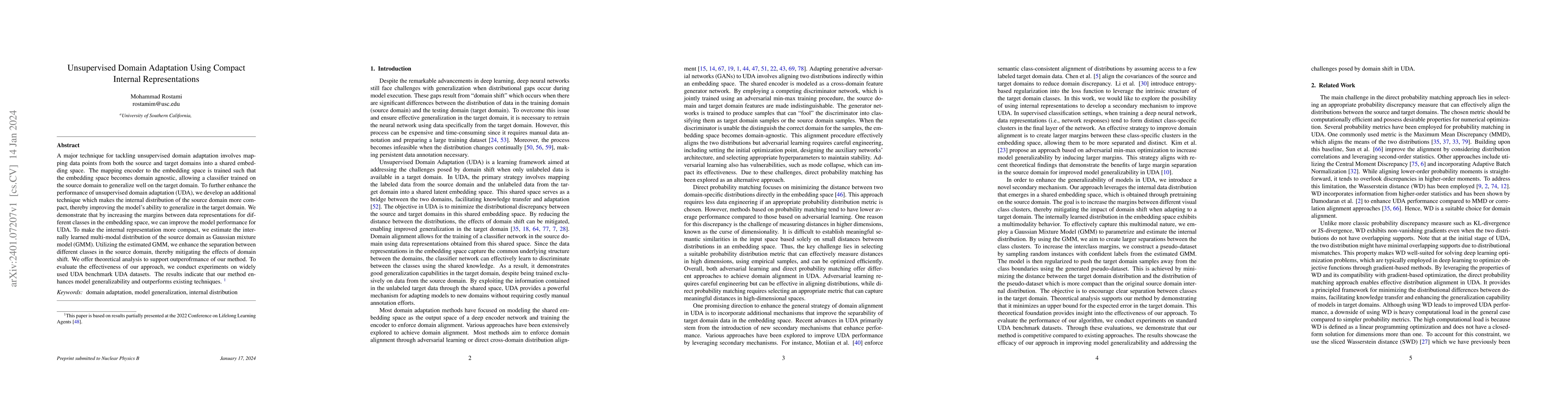 Thumbnail for Unsupervised Domain Adaptation Using Compact Internal Representations