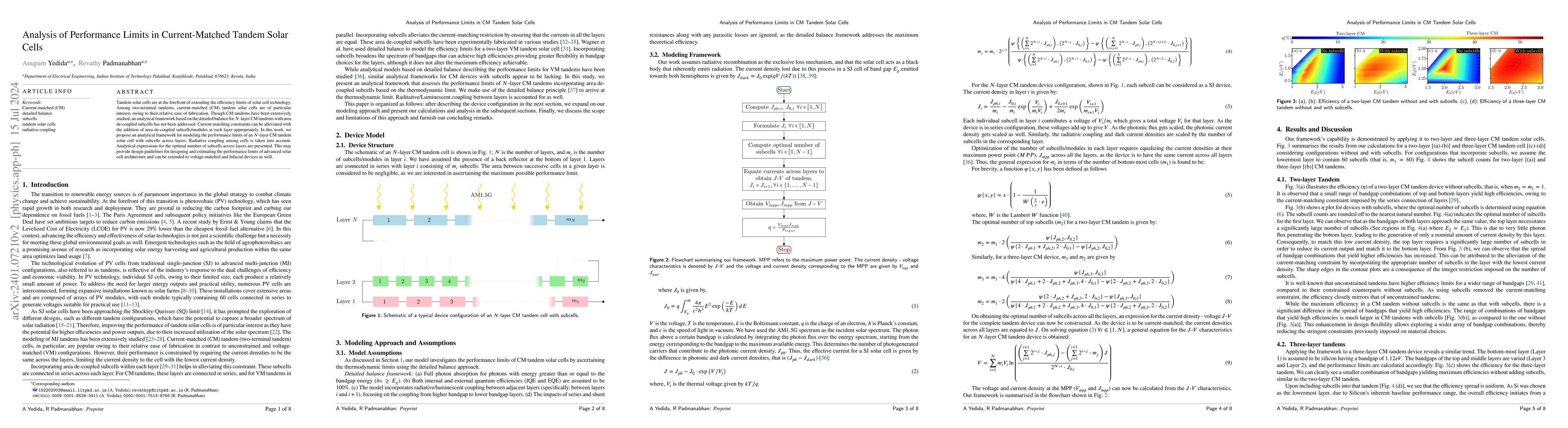 Thumbnail for Analysis of Performance Limits in Current-Matched Tandem Solar Cells