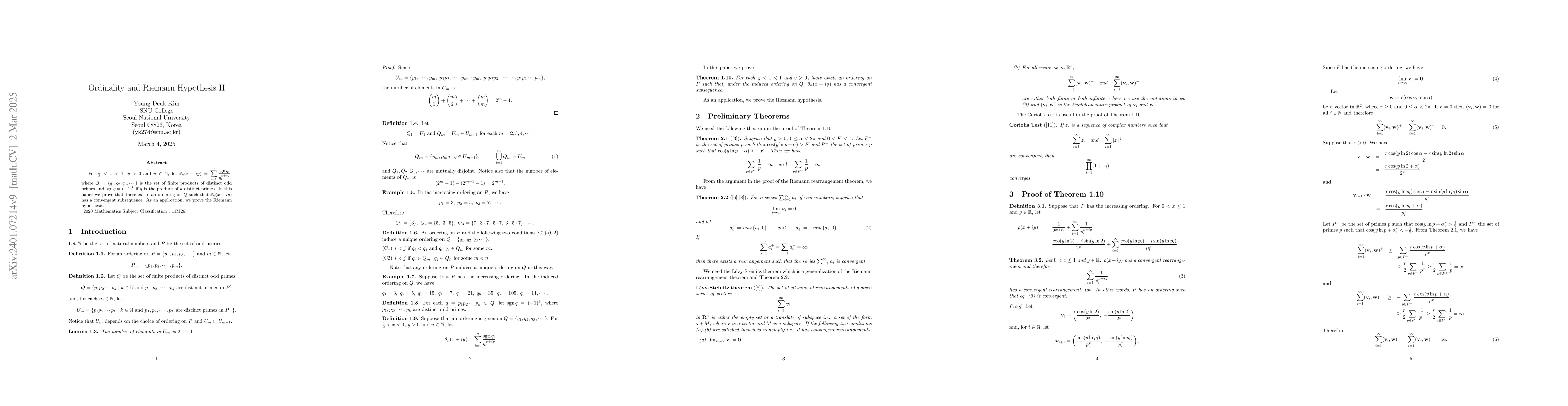 Thumbnail for Ordinality and Riemann Hypothesis II