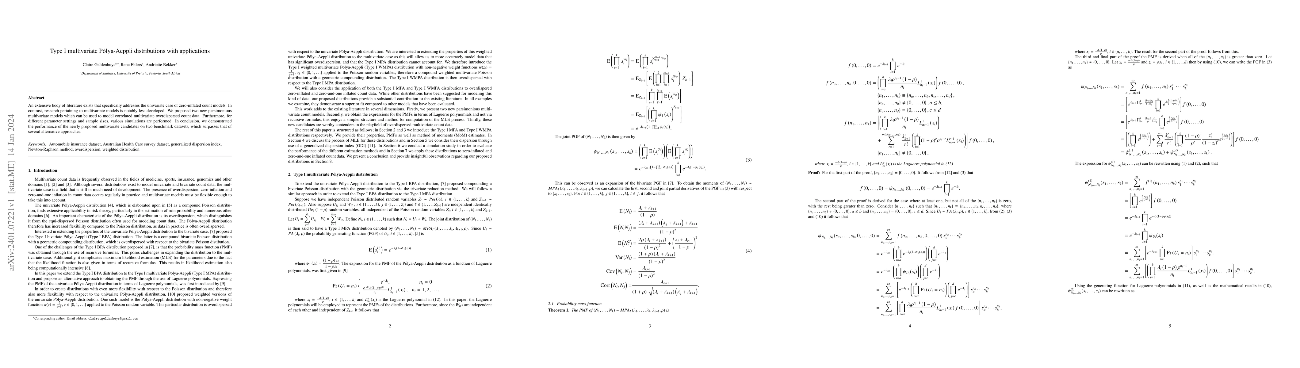 Thumbnail for Type I multivariate P\'olya-Aeppli distributions with applications