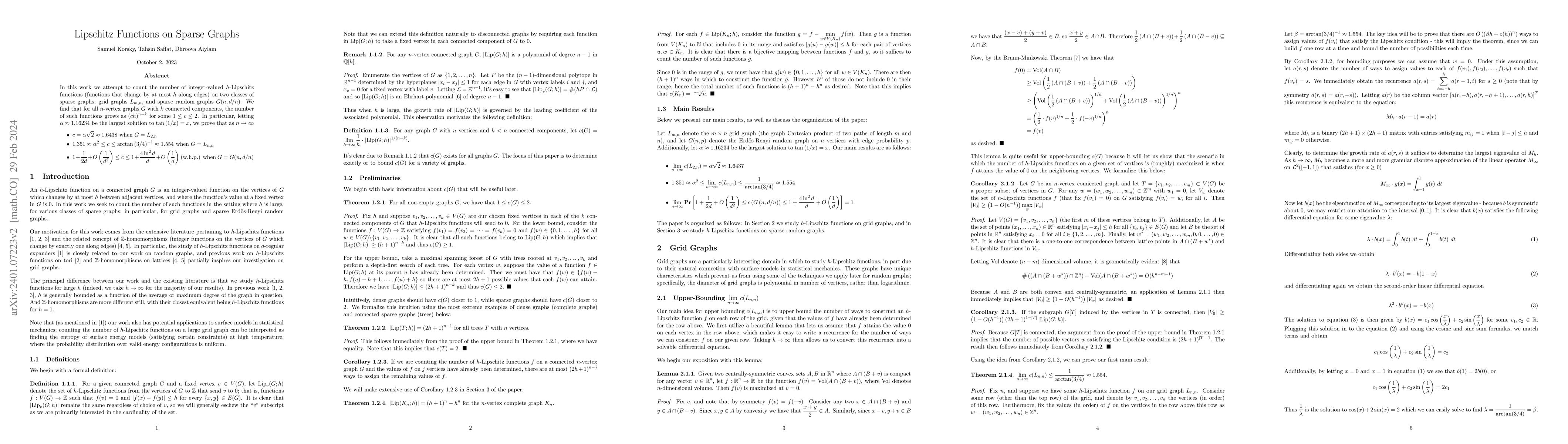Thumbnail for Lipschitz Functions on Sparse Graphs
