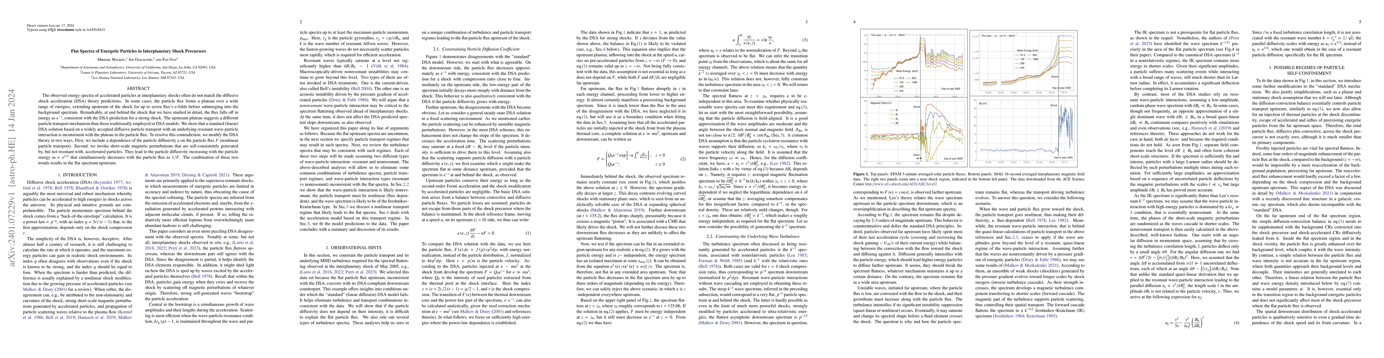 Thumbnail for Flat Spectra of Energetic Particles in Interplanetary Shock Precursors