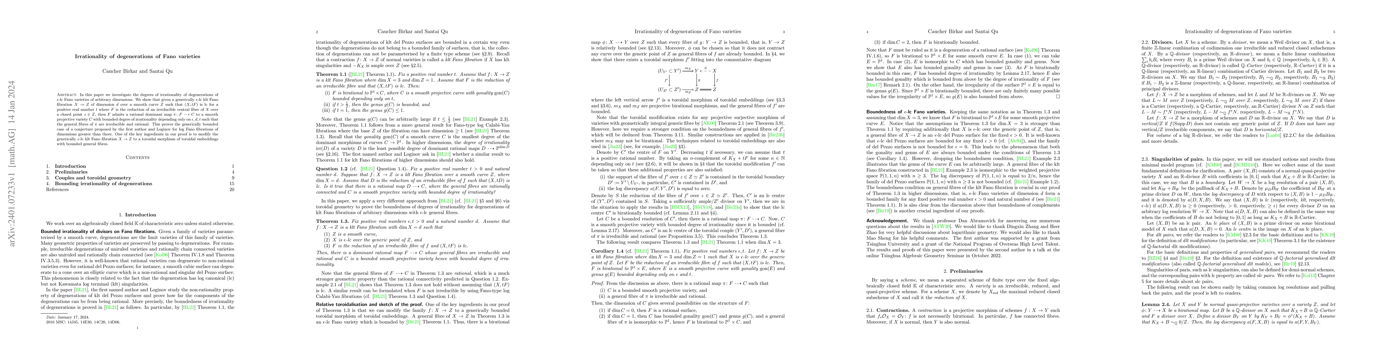 Thumbnail for Irrationality of degenerations of Fano varieties