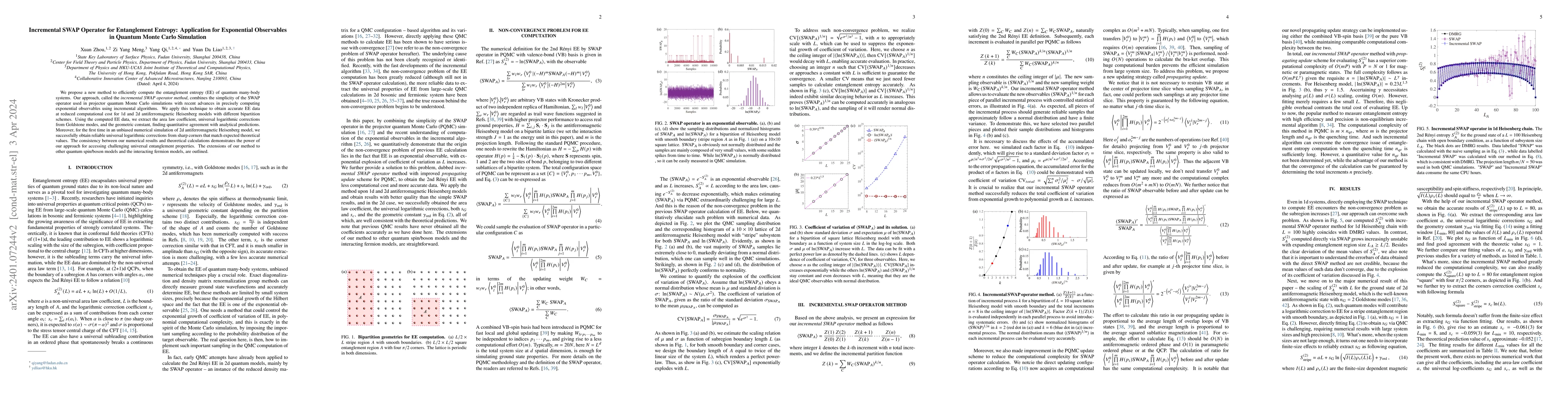 Thumbnail for Incremental SWAP Operator for Entanglement Entropy: Application for
  Exponential Observables in Quantum Monte Carlo Simulation