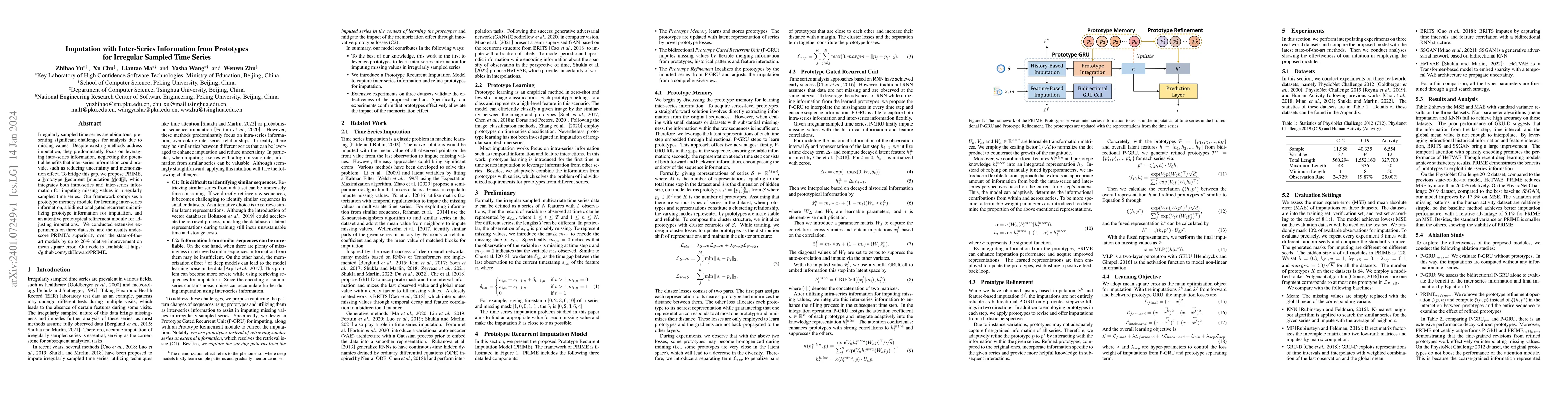 Thumbnail for Imputation with Inter-Series Information from Prototypes for Irregular
  Sampled Time Series