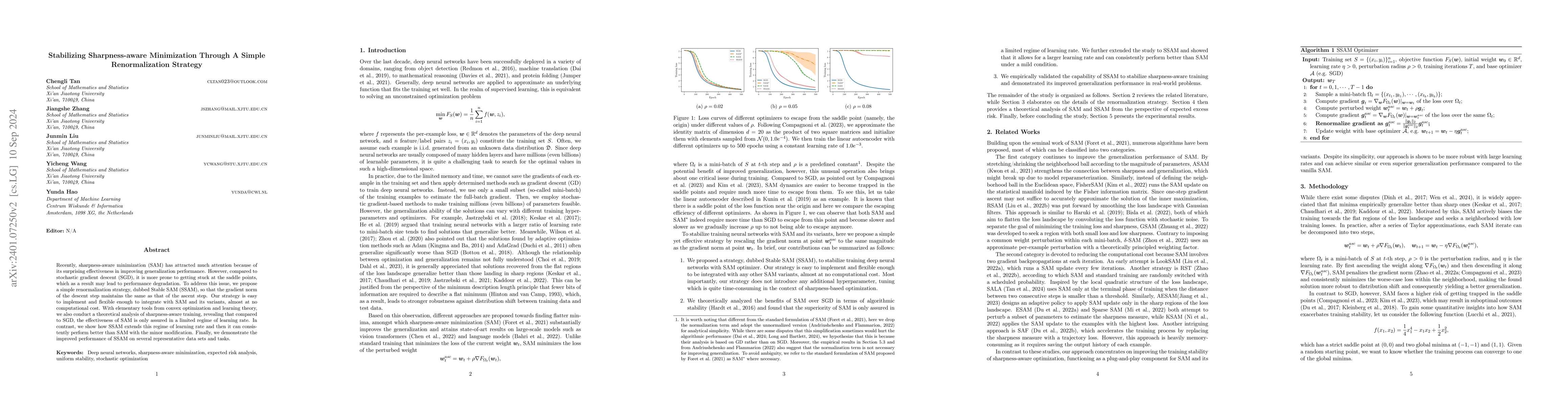Thumbnail for Stabilizing Sharpness-aware Minimization Through A Simple
  Renormalization Strategy