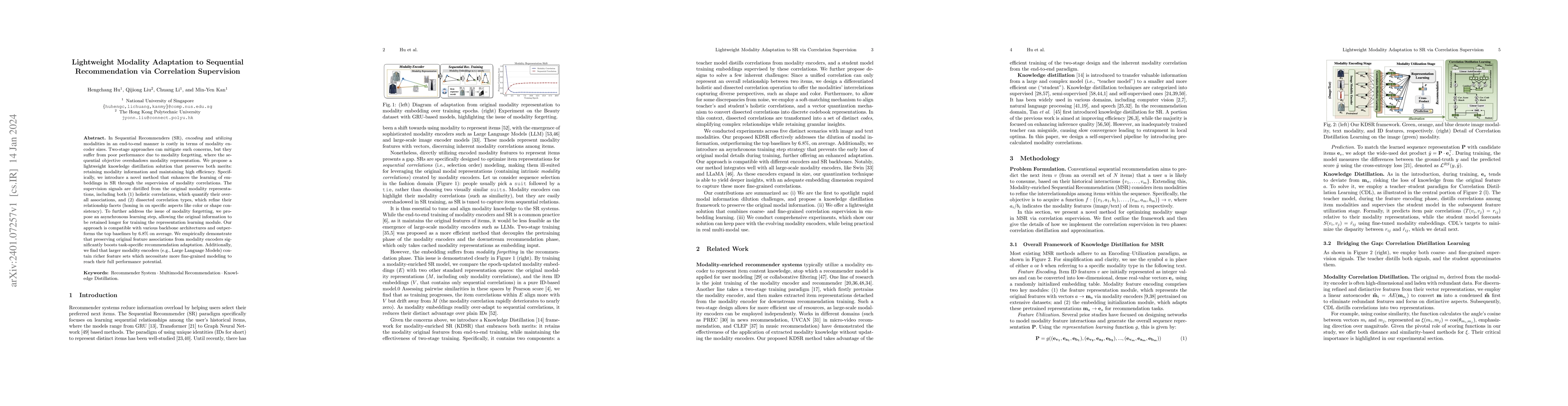 Thumbnail for Lightweight Modality Adaptation to Sequential Recommendation via
  Correlation Supervision