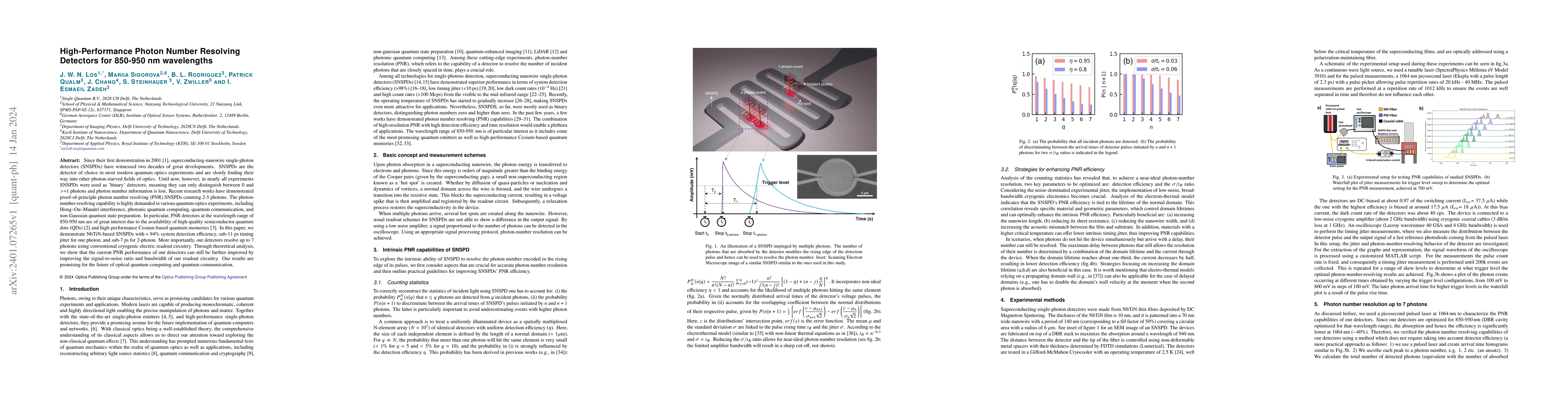 Thumbnail for High-Performance Photon Number Resolving Detectors for 850-950 nm
  wavelengths