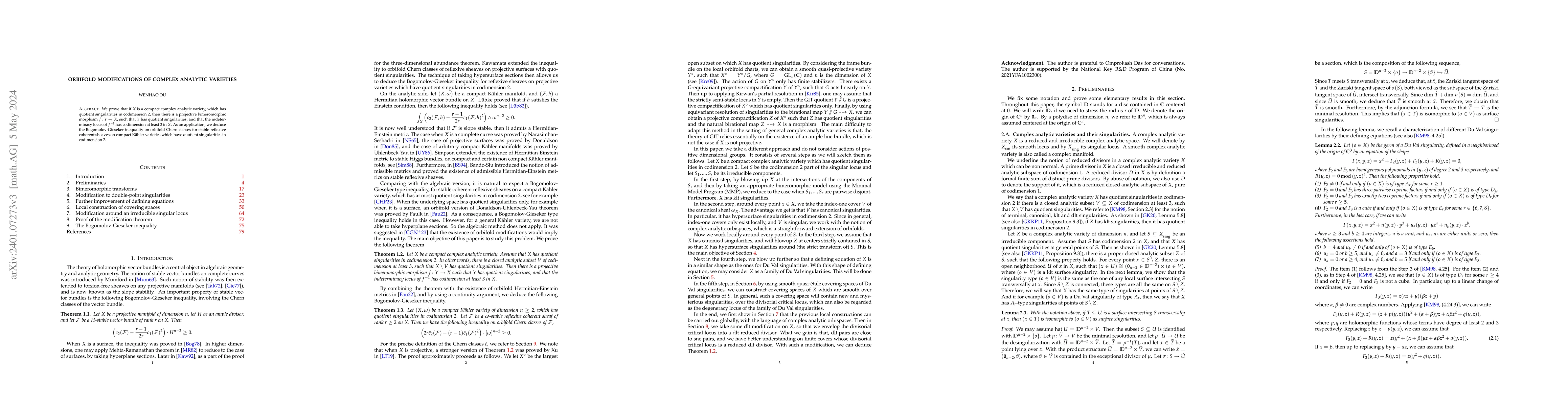 Thumbnail for Orbifold modifications of complex analytic varieties