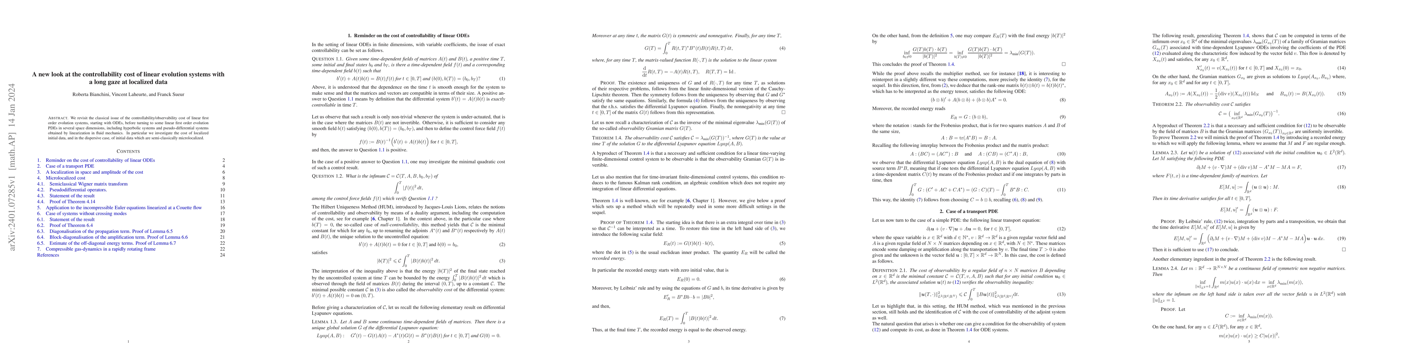 Thumbnail for A new look at the controllability cost of linear evolution systems with
  a long gaze at localized data