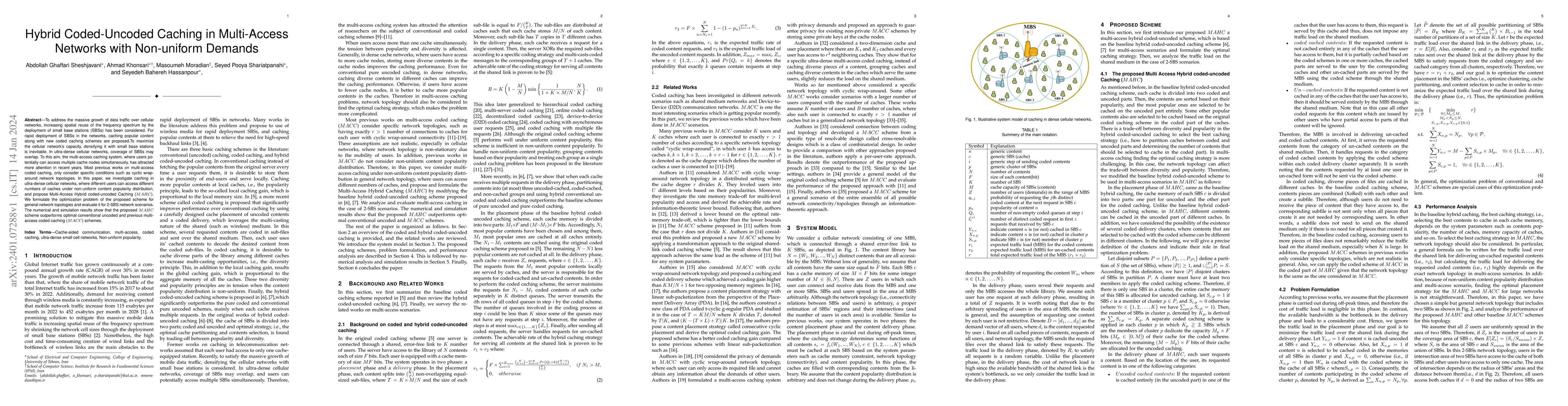 Thumbnail for Hybrid Coded-Uncoded Caching in Multi-Access Networks with Non-uniform
  Demands
