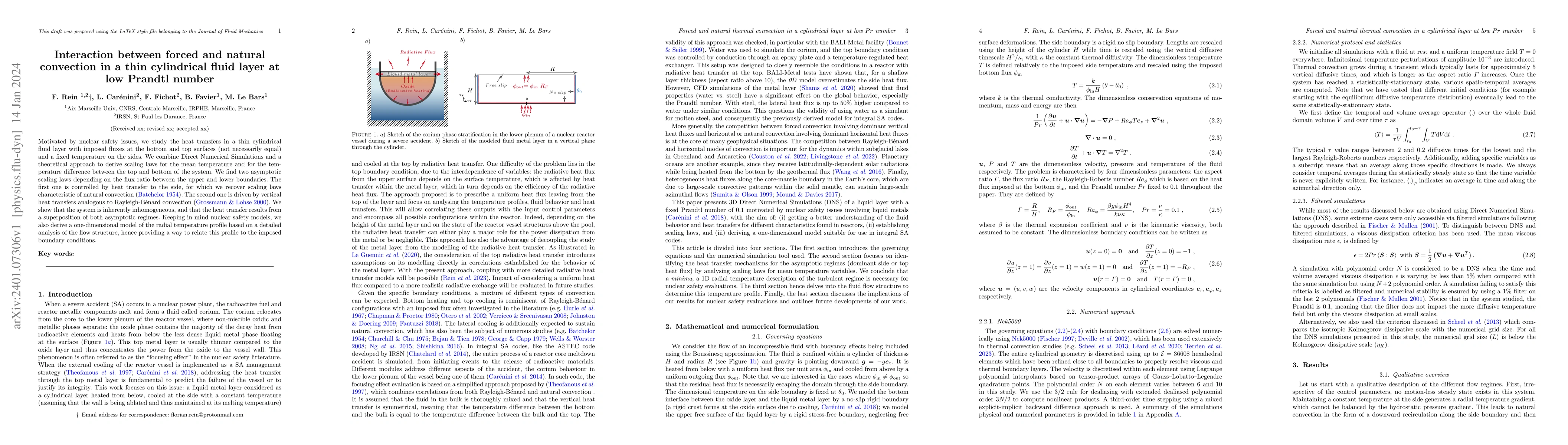 Thumbnail for Interaction between forced and natural convection in a thin cylindrical
  fluid layer at low Prandtl number