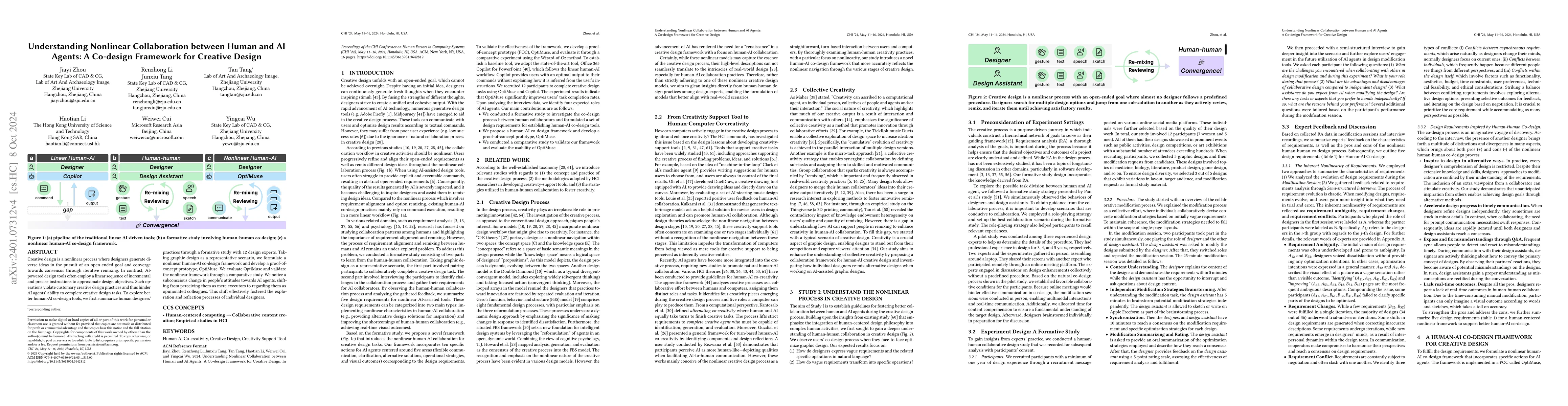 Thumbnail for Understanding Nonlinear Collaboration between Human and AI Agents: A
  Co-design Framework for Creative Design