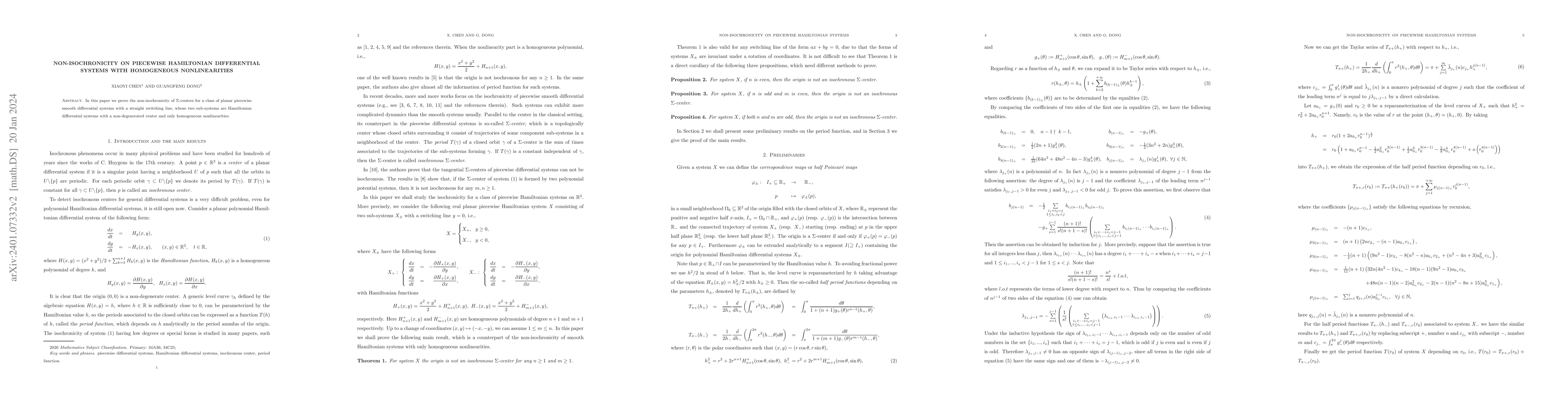 Thumbnail for Non-isochronicity on piecewise Hamiltonian differential systems with
  homogeneous nonlinearities