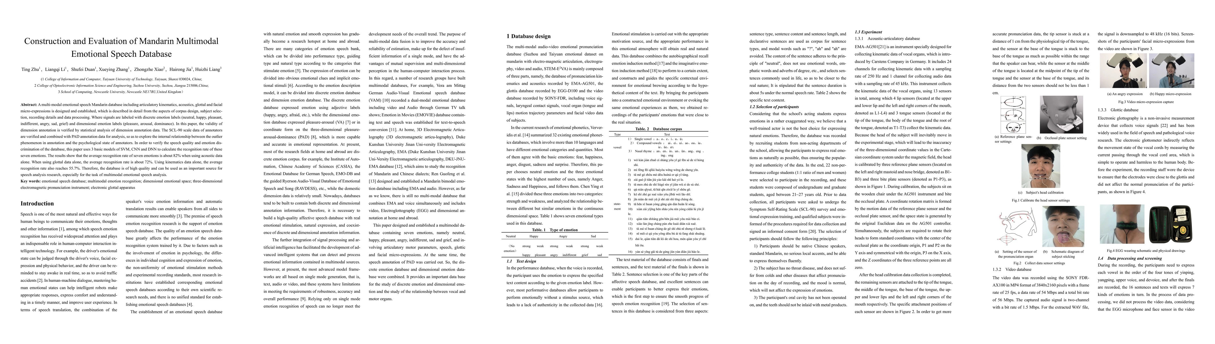 Thumbnail for Construction and Evaluation of Mandarin Multimodal Emotional Speech
  Database