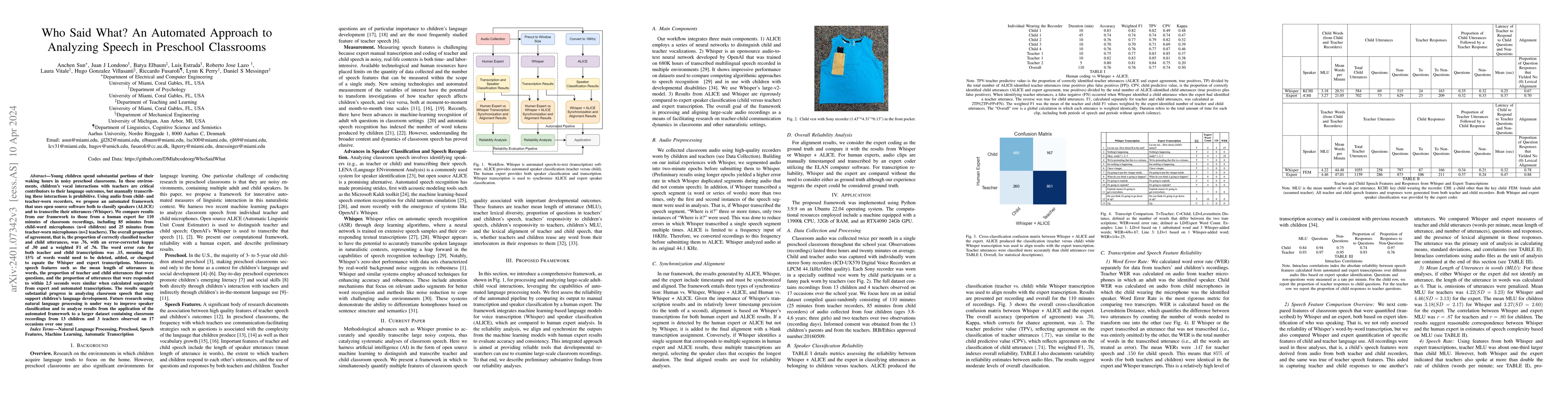 Thumbnail for Who Said What? An Automated Approach to Analyzing Speech in Preschool
  Classrooms
