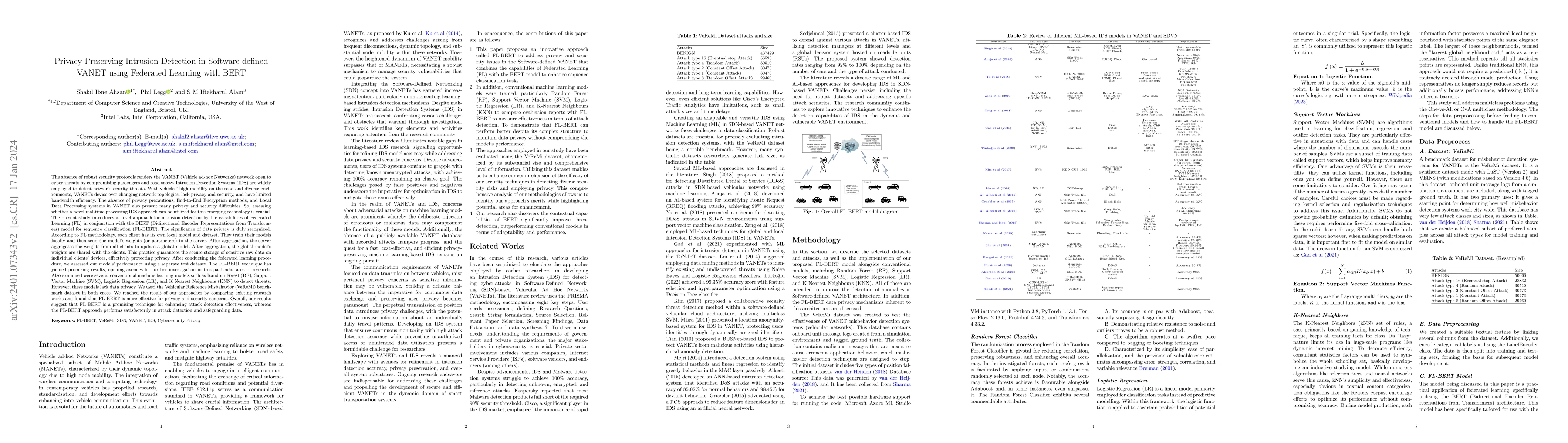 Thumbnail for Privacy-Preserving Intrusion Detection in Software-defined VANET using
  Federated Learning with BERT