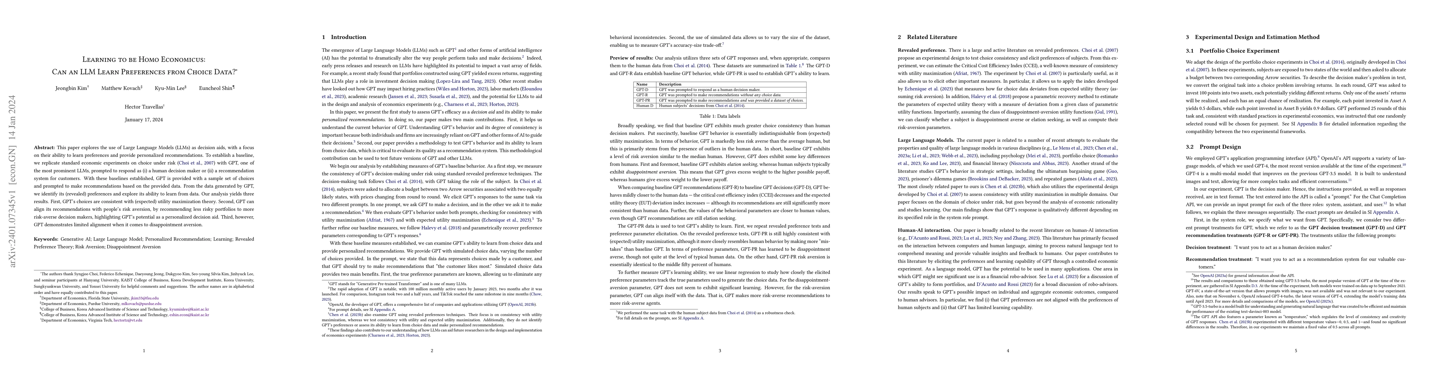 Thumbnail for Learning to be Homo Economicus: Can an LLM Learn Preferences from Choice