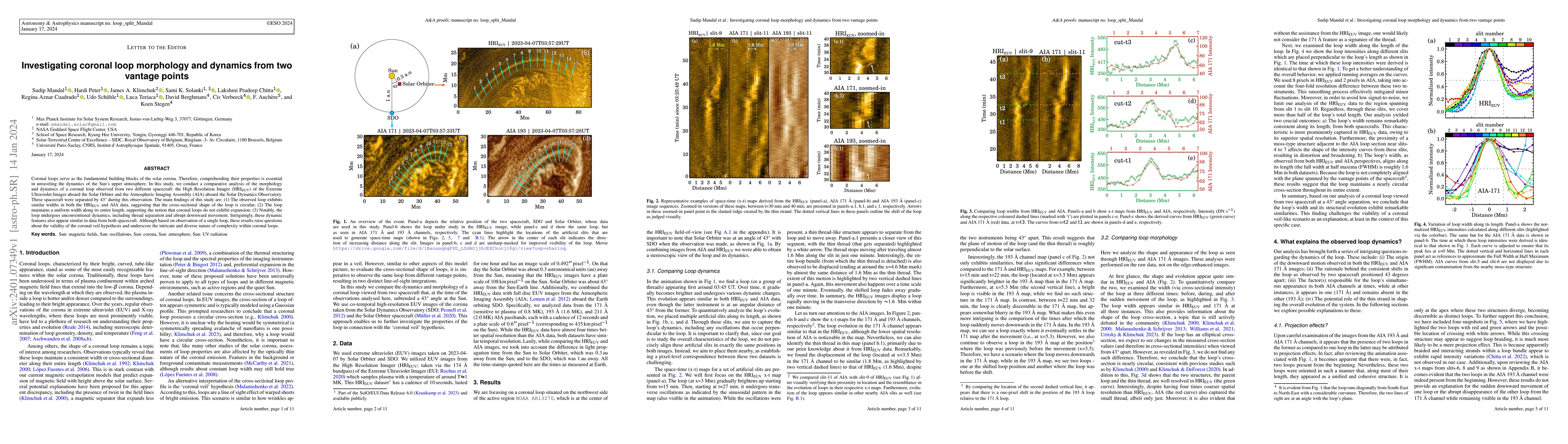 Thumbnail for Investigating coronal loop morphology and dynamics from two vantage
  points