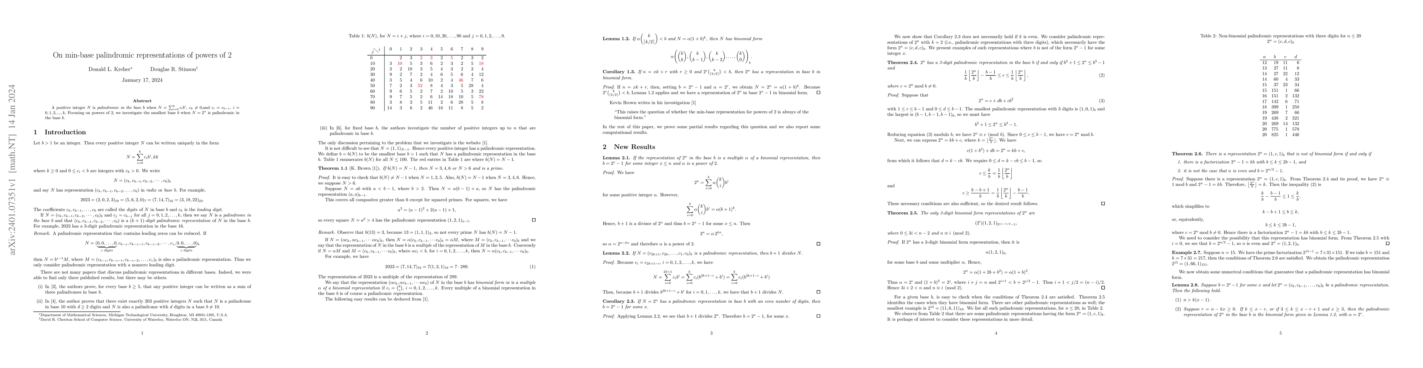 Thumbnail for On min-base palindromic representations of powers of 2
