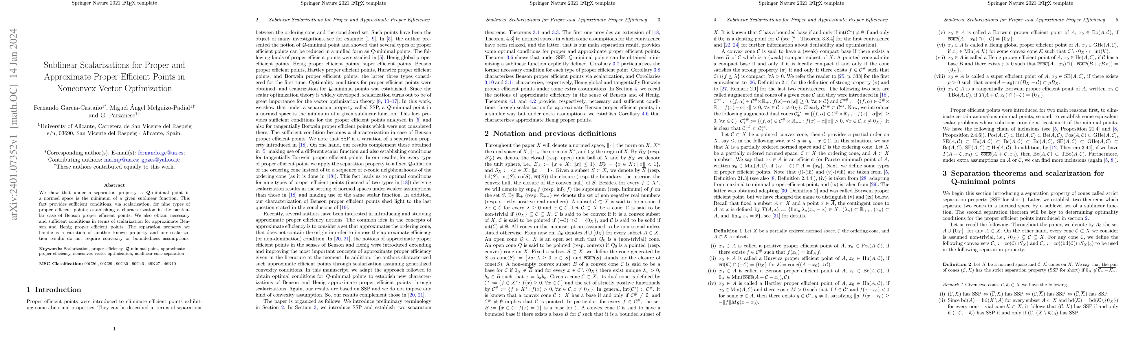Thumbnail for Sublinear Scalarizations for Proper and Approximate Proper Efficient
  Points in Nonconvex Vector Optimization