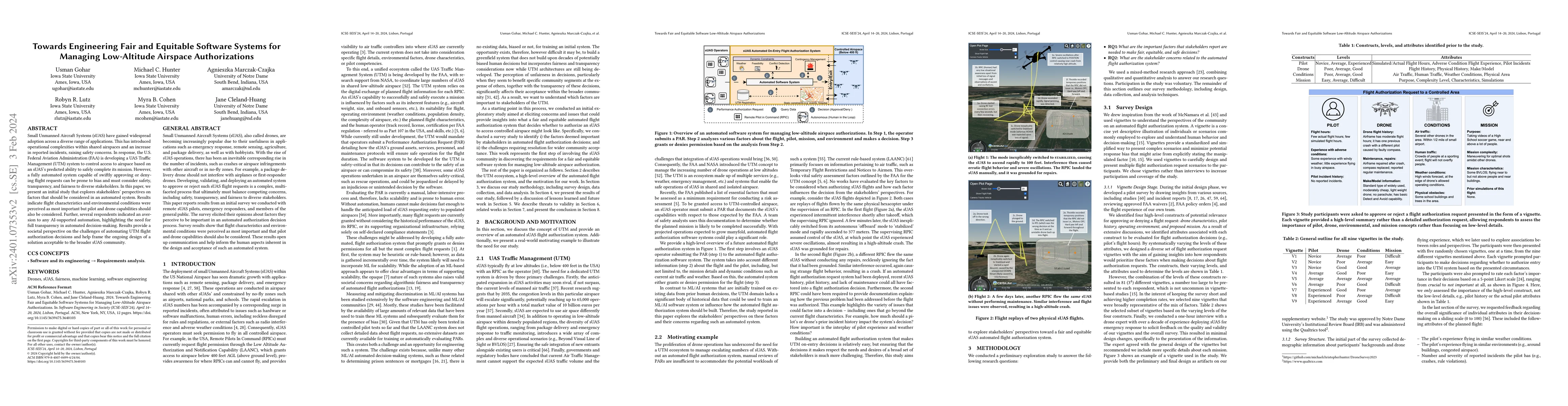 Thumbnail for Towards Engineering Fair and Equitable Software Systems for Managing
  Low-Altitude Airspace Authorizations