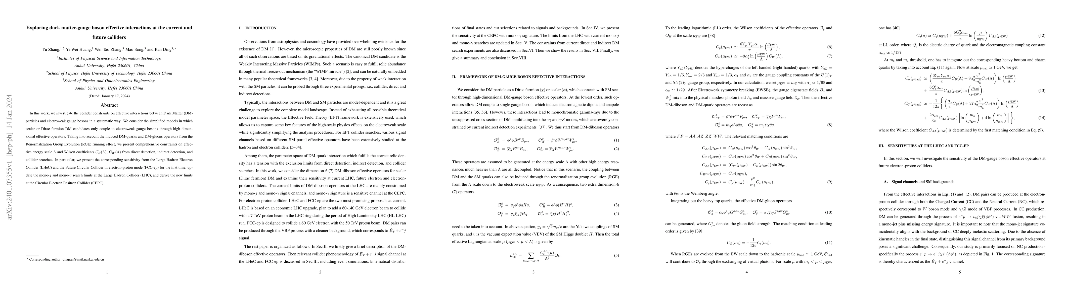 Thumbnail for Exploring dark matter-gauge boson effective interactions at the current
  and future colliders