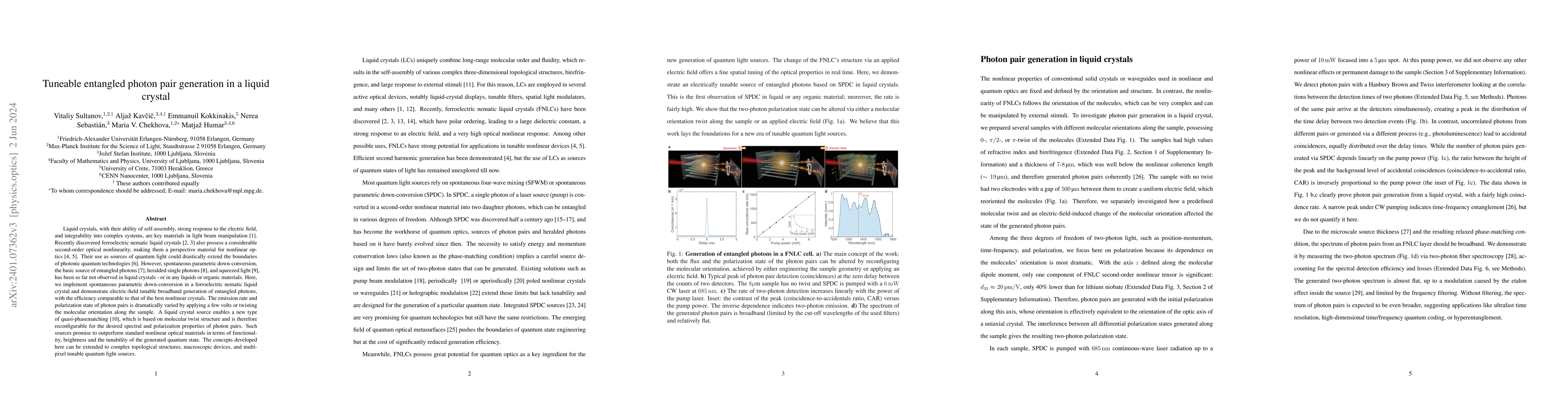 Thumbnail for Tuneable entangled photon pair generation in a liquid crystal
