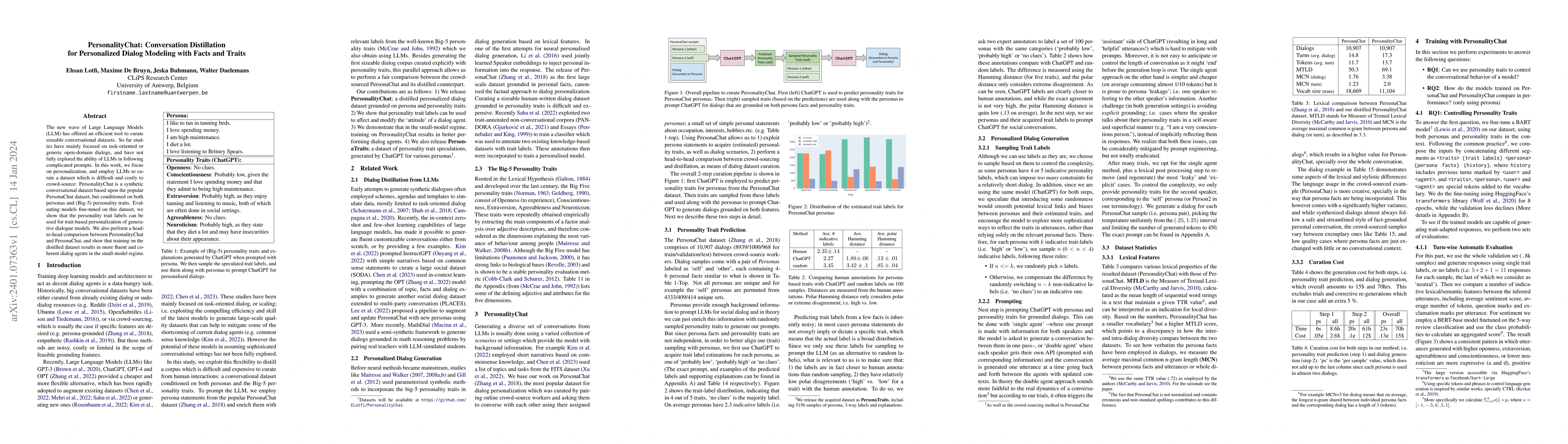 Thumbnail for PersonalityChat: Conversation Distillation for Personalized Dialog
  Modeling with Facts and Traits