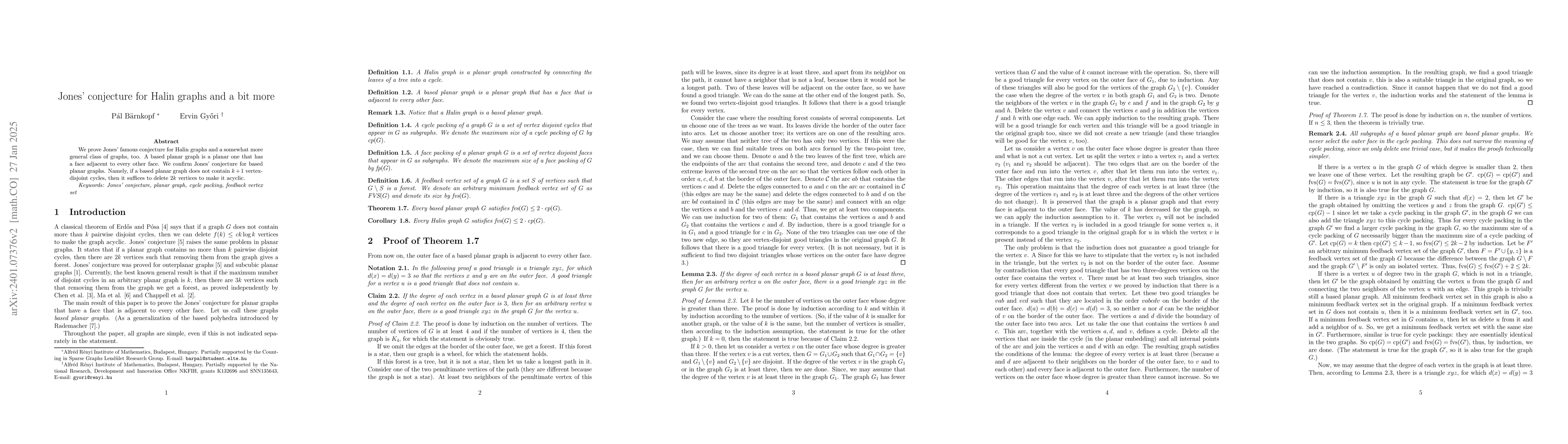 Thumbnail for Jones' conjecture for Halin graphs and a bit more