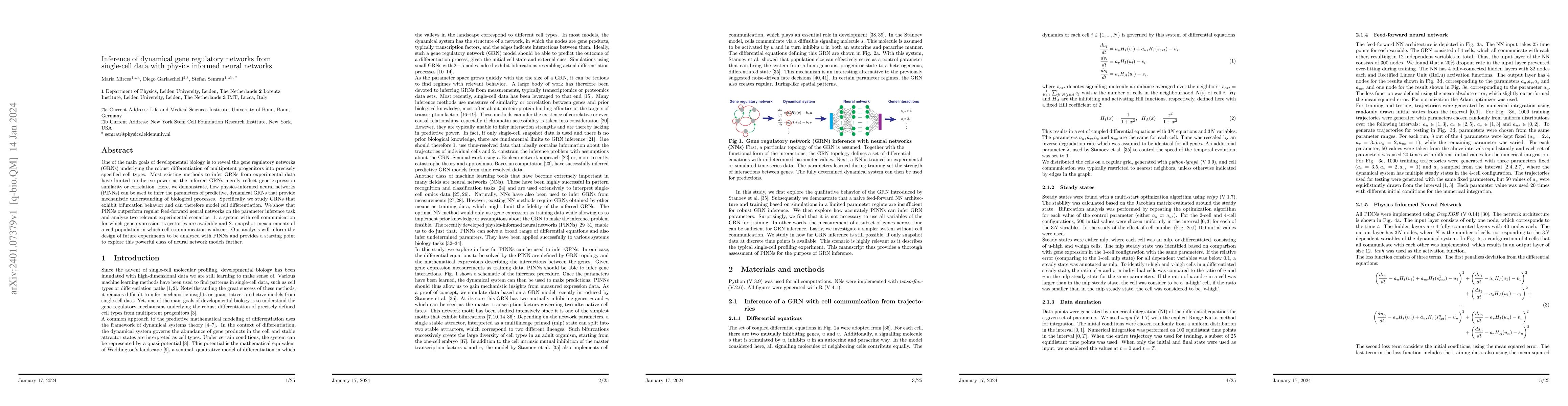Thumbnail for Inference of dynamical gene regulatory networks from single-cell data
  with physics informed neural networks