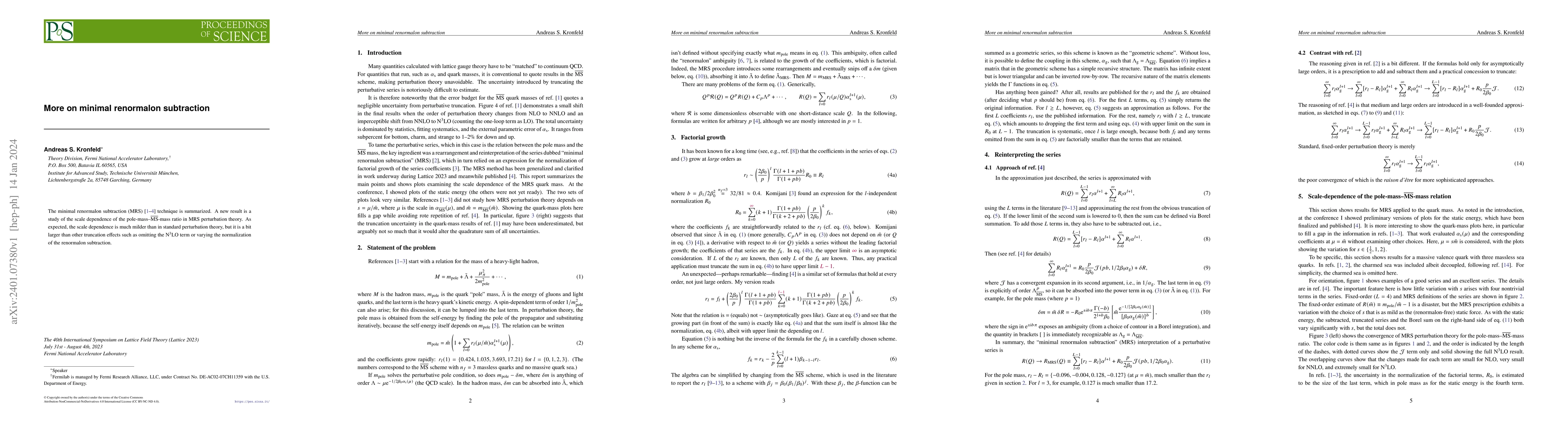 Thumbnail for More on minimal renormalon subtraction