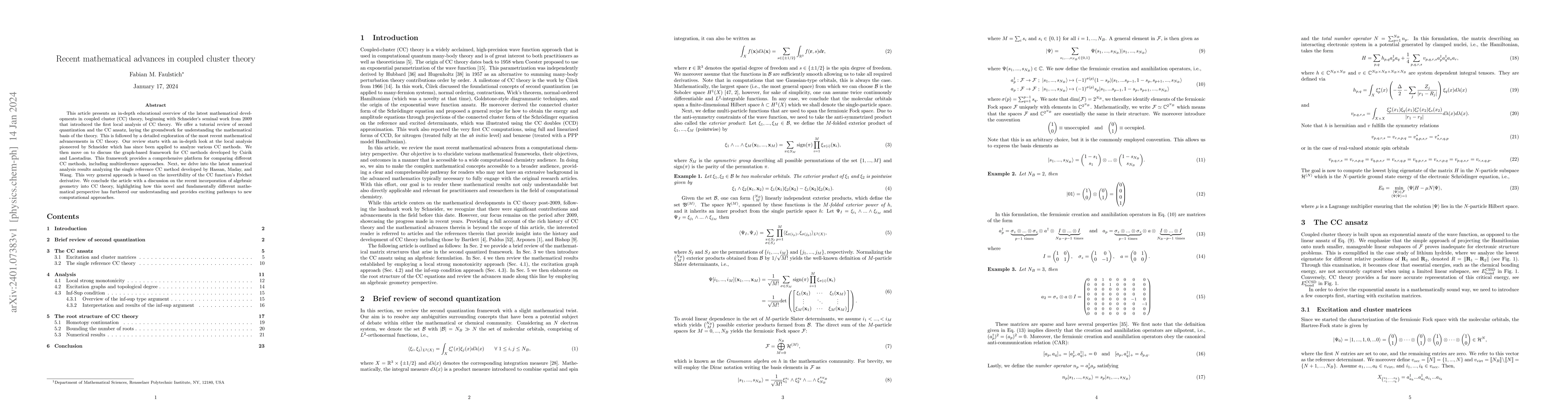 Thumbnail for Recent mathematical advances in coupled cluster theory