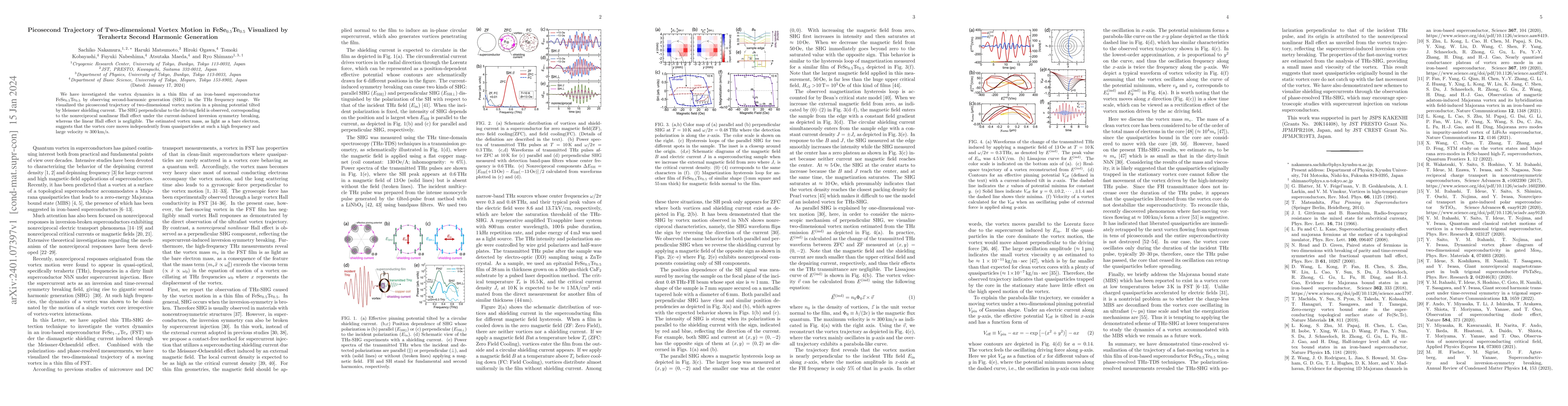 Thumbnail for Picosecond Trajectory of Two-dimensional Vortex Motion in
  FeSe$_{0.5}$Te$_{0.5}$ Visualized by Terahertz Second Harmonic Generation