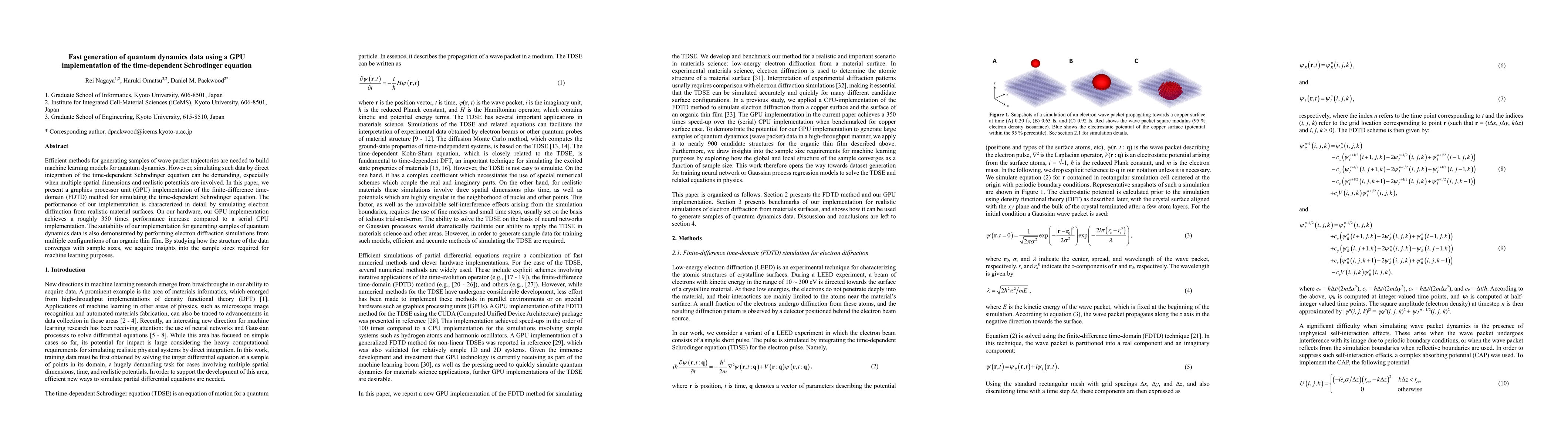 Thumbnail for Fast generation of quantum dynamics data using a GPU implementation of
  the time-dependent Schrodinger equation