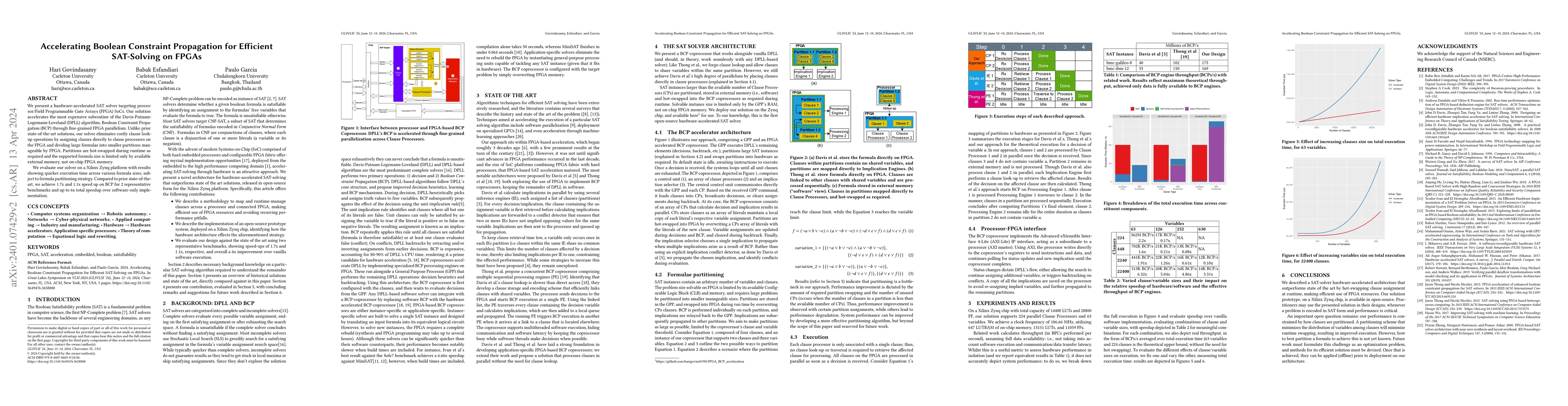 Thumbnail for Accelerating Boolean Constraint Propagation for Efficient SAT-Solving on
  FPGAs