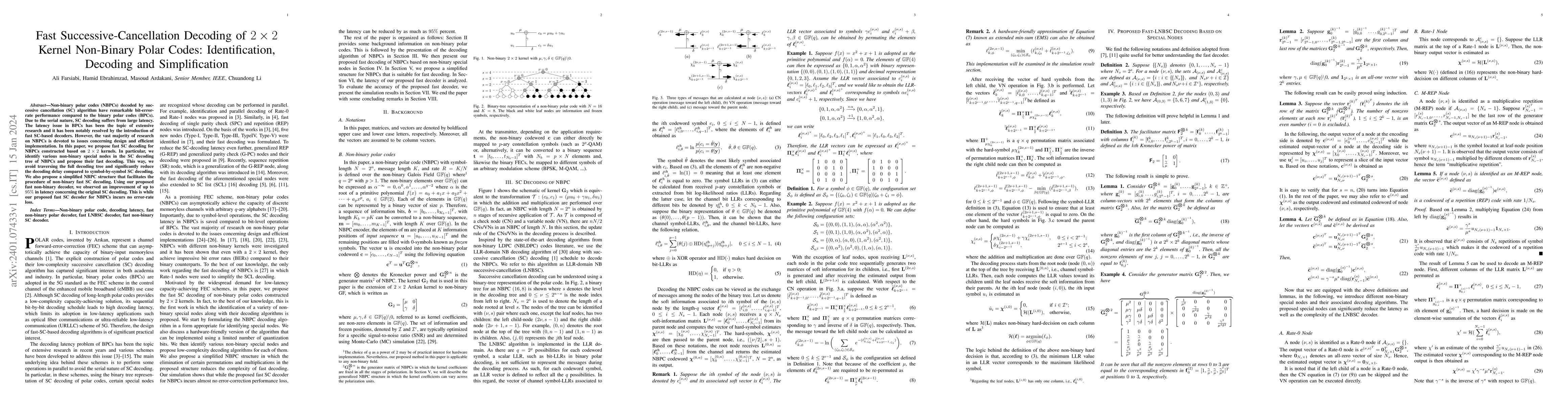 Thumbnail for Fast Successive-Cancellation Decoding of 2 x 2 Kernel Non-Binary Polar
  Codes: Identification, Decoding and Simplification
