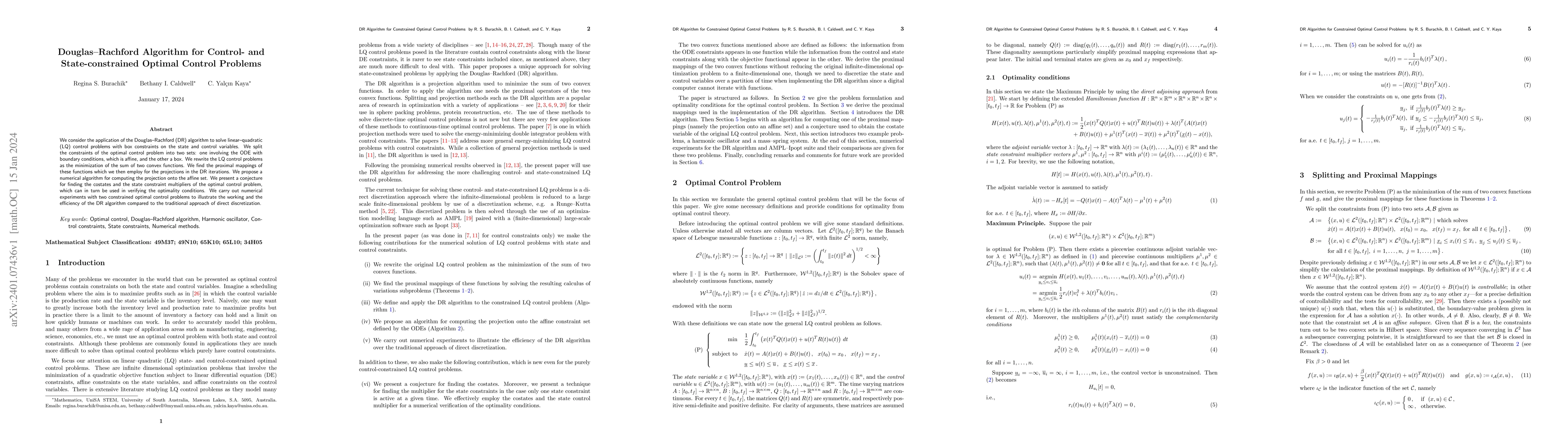 Thumbnail for Douglas-Rachford Algorithm for Control- and State-constrained Optimal
  Control Problems
