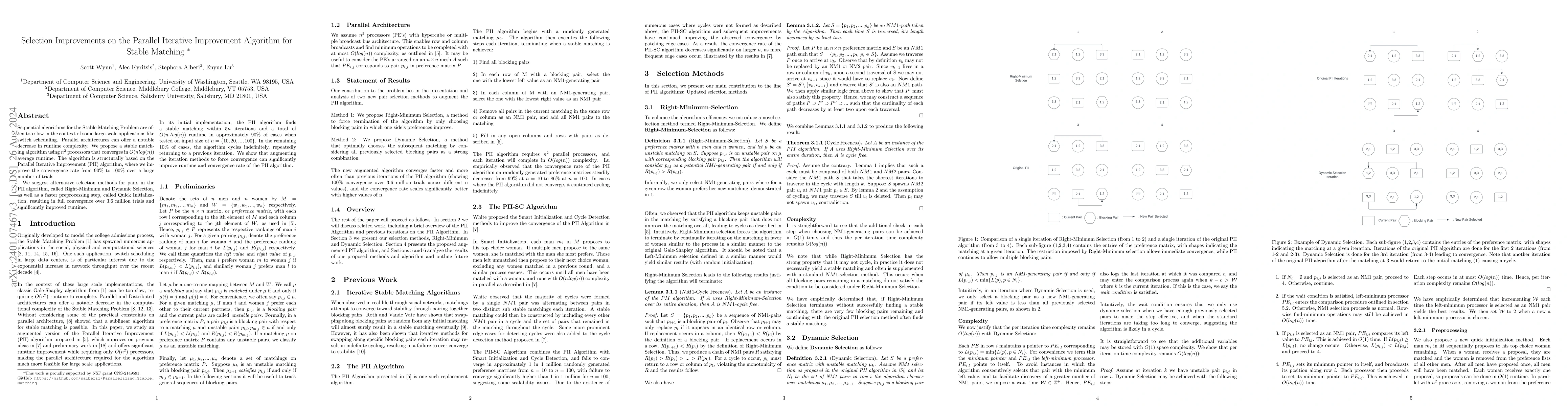Thumbnail for Selection Improvements for the Parallel Iterative Algorithm for Stable
  Matching