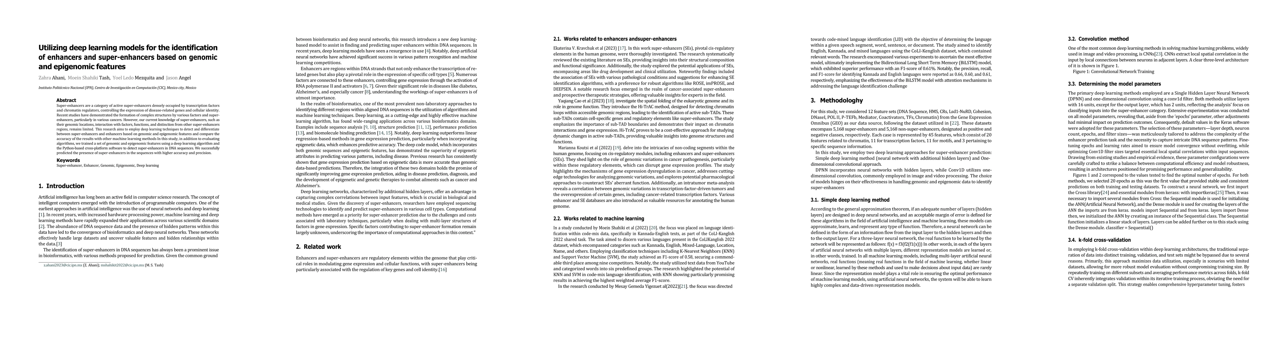 Thumbnail for Utilizing deep learning models for the identification of enhancers and
  super-enhancers based on genomic and epigenomic features