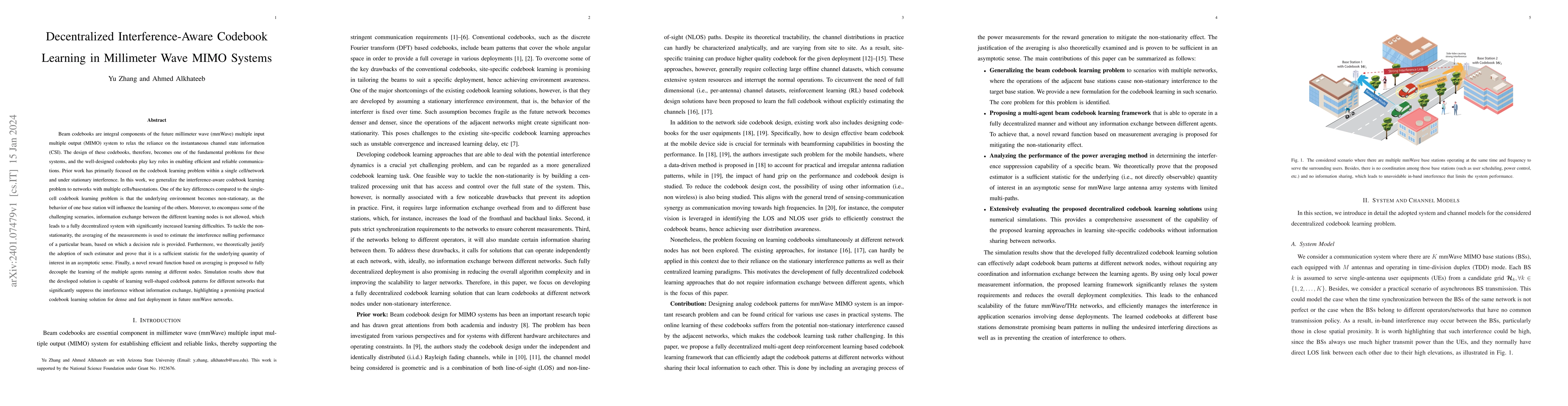 Thumbnail for Decentralized Interference-Aware Codebook Learning in Millimeter Wave
  MIMO Systems