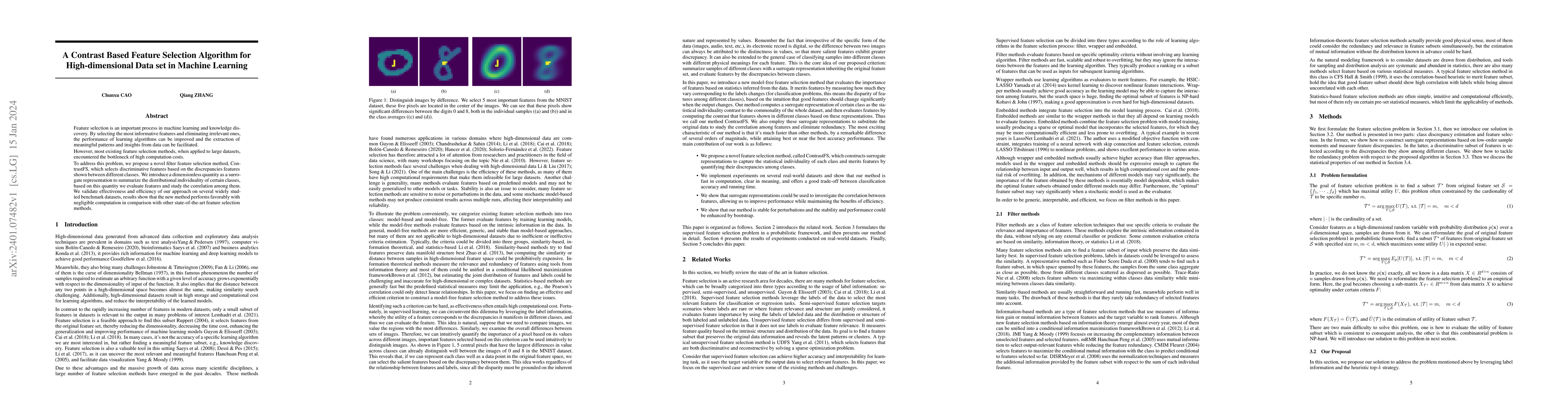 Thumbnail for A Contrast Based Feature Selection Algorithm for High-dimensional Data
  set in Machine Learning