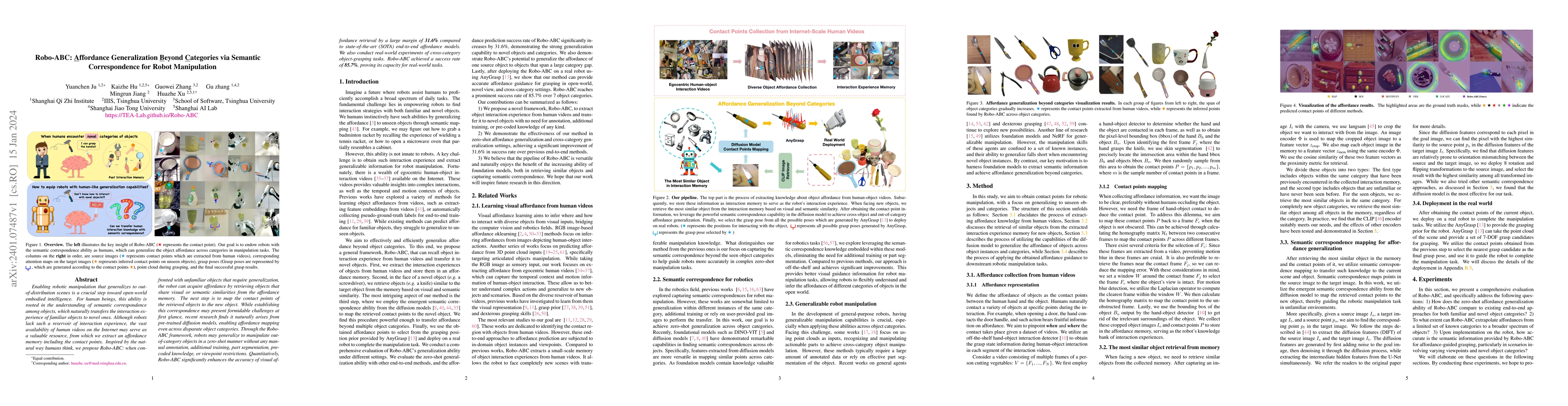 Thumbnail for Robo-ABC: Affordance Generalization Beyond Categories via Semantic
  Correspondence for Robot Manipulation