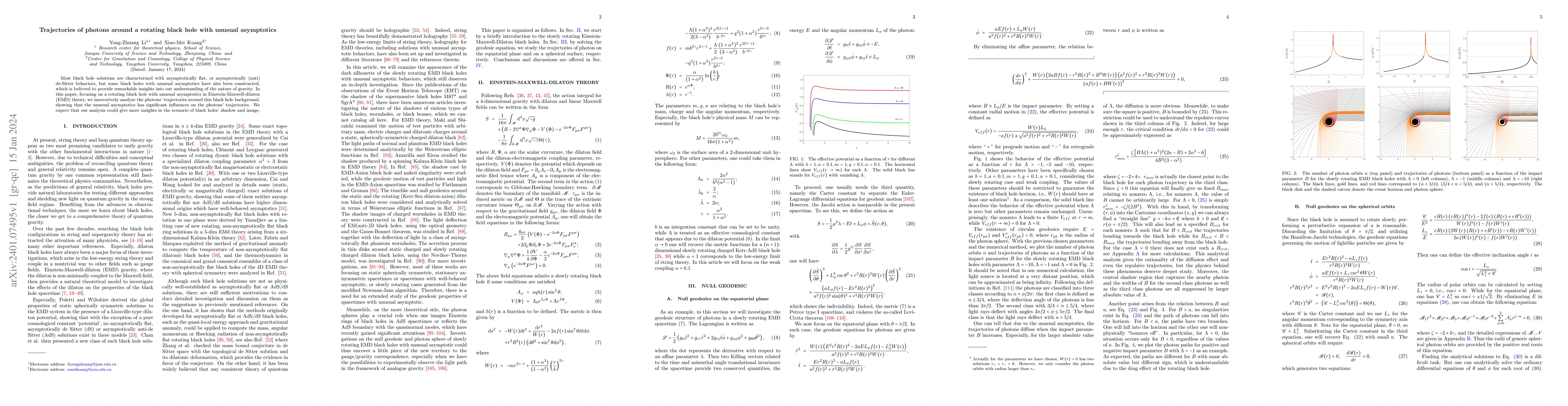 Thumbnail for Trajectories of photons around a rotating black hole with unusual
  asymptotics