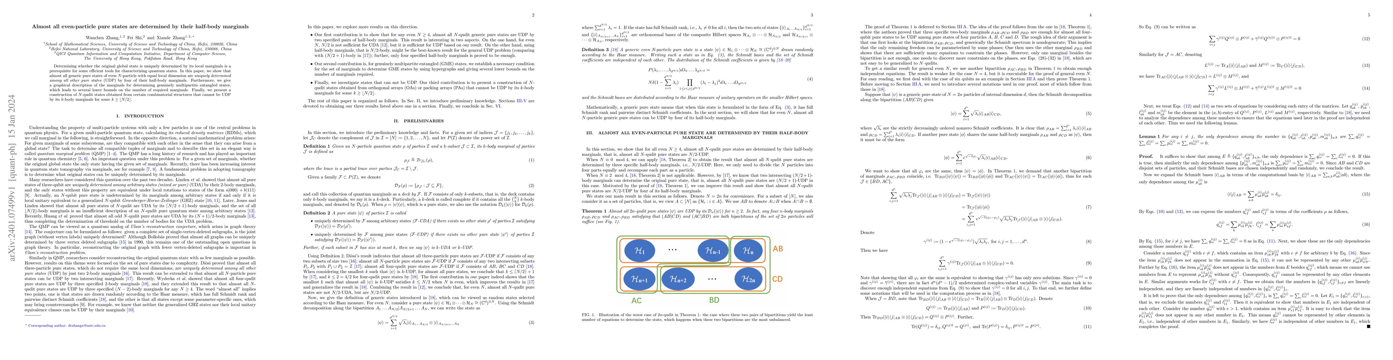 Thumbnail for Almost all even-particle pure states are determined by their half-body
  marginals