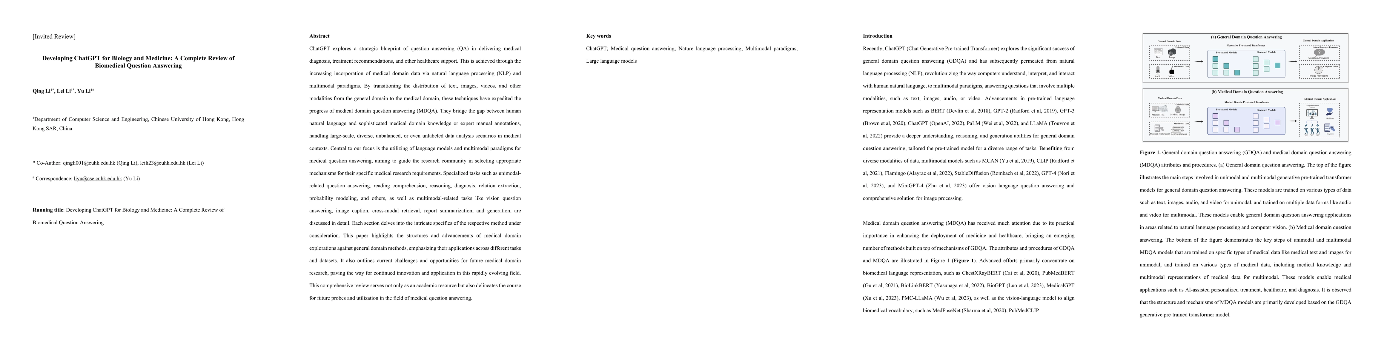 Thumbnail for Developing ChatGPT for Biology and Medicine: A Complete Review of
  Biomedical Question Answering