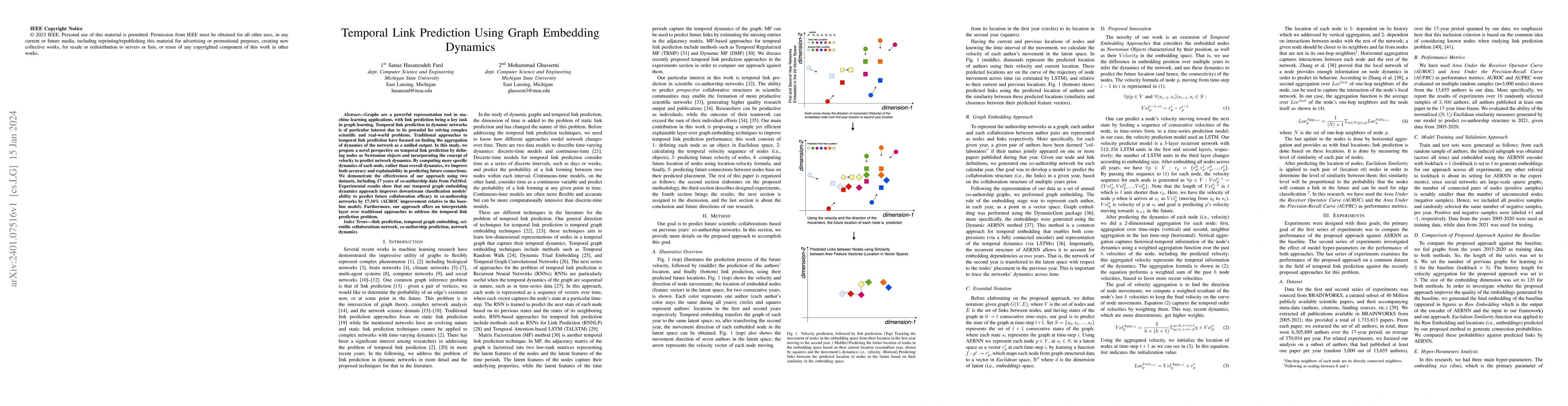 Thumbnail for Temporal Link Prediction Using Graph Embedding Dynamics