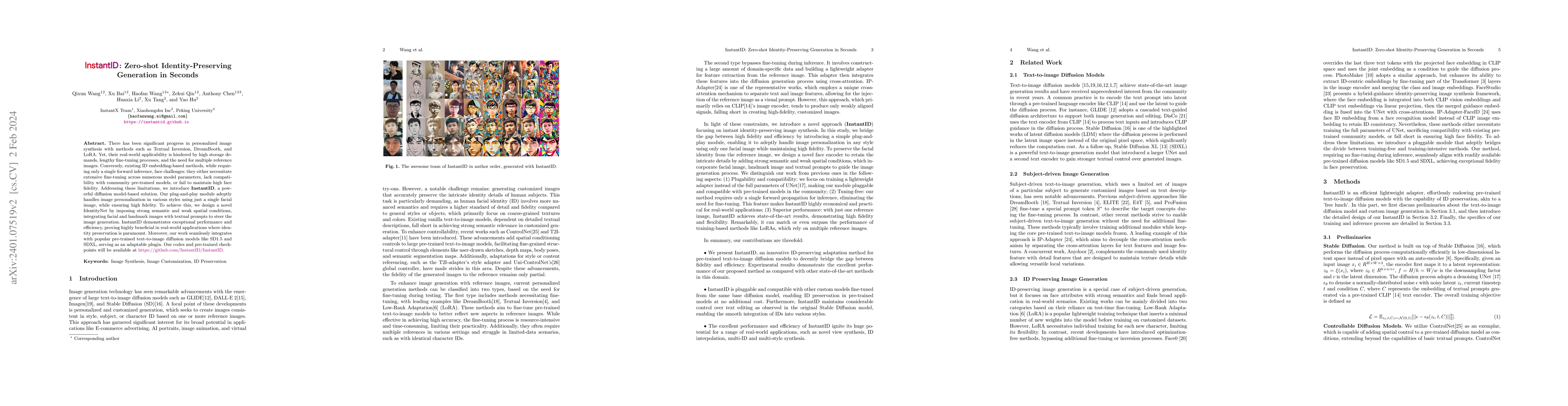 Thumbnail for InstantID: Zero-shot Identity-Preserving Generation in Seconds