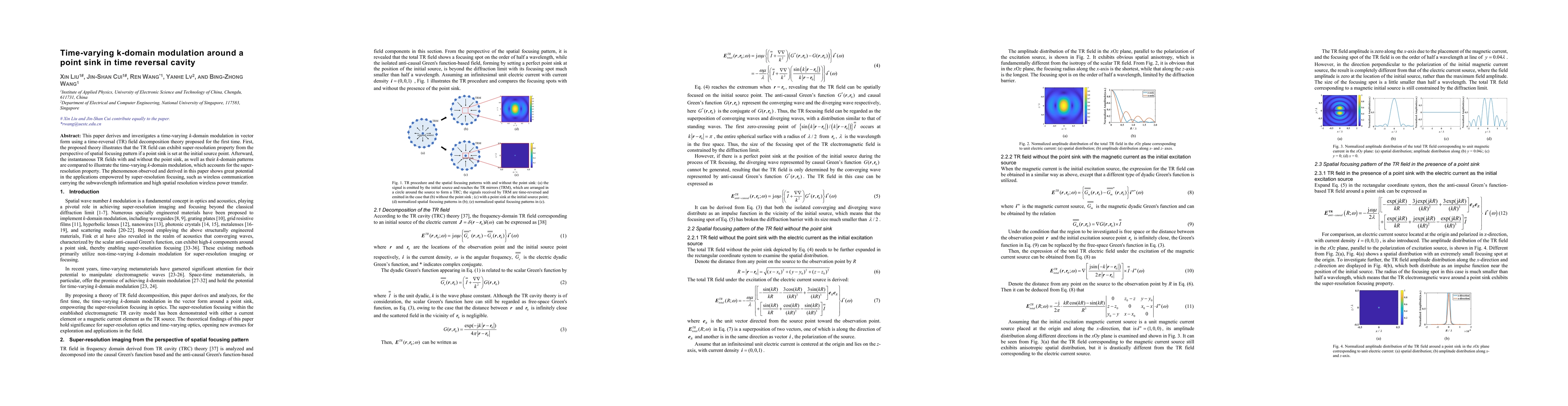 Thumbnail for Time-varying k-domain modulation around a point sink in time reversal
  cavity