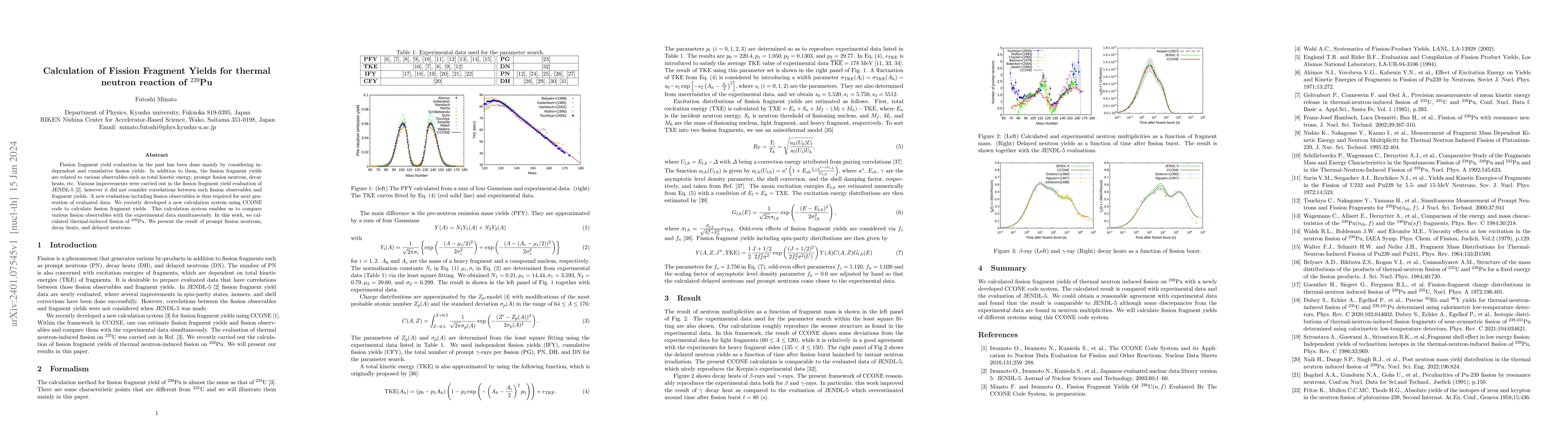 Thumbnail for Calculation of Fission Fragment Yields for thermal neutron reaction of
  $^{239}$Pu